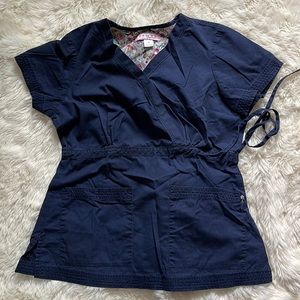 Koi Blue Kimono Top Scrub Set